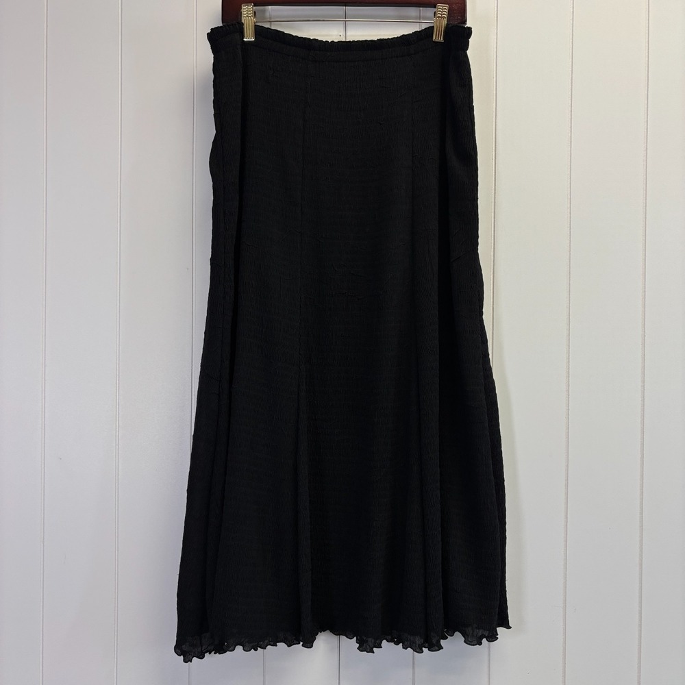 Flair Womens Y2K Whimsigoth Lettuce Hem Crinkle Maxi Skirt Size L Fairy Grunge